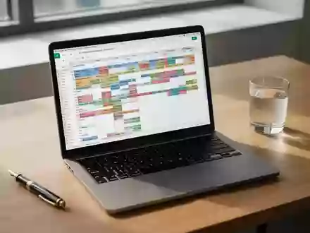 Nahaufnahme eines modernen Büroarbeitsplatzes mit einem Laptop, auf dem eine komplexe Excel-Tabelle mit Daten zu sehen ist. - Foto: über boerse-global.de