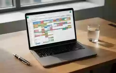 Nahaufnahme eines modernen Büroarbeitsplatzes mit einem Laptop, auf dem eine komplexe Excel-Tabelle mit Daten zu sehen ist. - Foto: über boerse-global.de