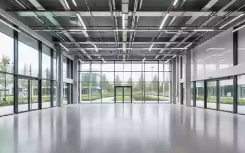 Ein modernes, geräumiges Forschungs-Laborgebäude am LabCampus mit polierten Betonböden und großen Fensterfronten. - Foto: über boerse-global.de