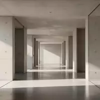Ein minimalistisch gestalteter, lichtdurchfluteter Flur in einem modernen Bürogebäude mit Fokus auf Architektur und Struktur. - Foto: über boerse-global.de
