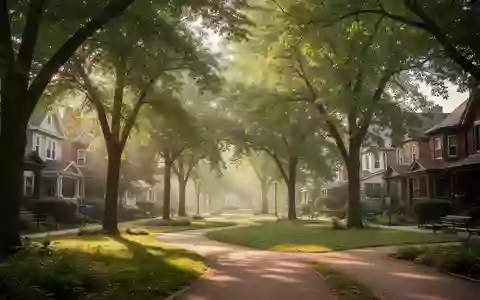 Ein sonnendurchfluteter Stadtpark mit grĂŒnen BĂ€umen und Wegen in einem ruhigen Wohngebiet. - Foto: ĂŒber boerse-global.de