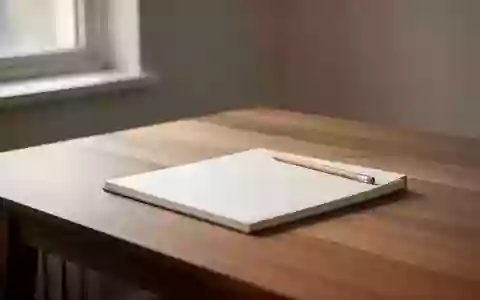 Ein aufgeräumter, minimalistischer Schreibtisch mit einem leeren Notizbuch und einem Stift in einem ruhigen Raum. - Foto: über boerse-global.de