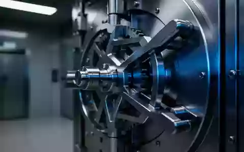 Nahaufnahme eines massiven, industriellen Tresormechanismus als Symbol für digitale Sicherheit und Schutz vor unbefugtem Zugriff. - Foto: über boerse-global.de