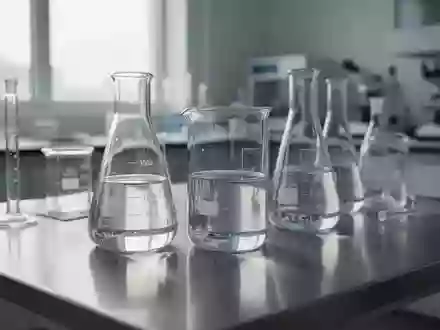 Sterile Laborumgebung mit wissenschaftlichen Glasgefäßen auf einem Edelstahltisch, in weiches, natürliches Licht getaucht. - Foto: über boerse-global.de