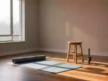 Ein heller, minimalistischer Physiotherapieraum mit einer Yogamatte auf dem Boden und sanftem Tageslicht. - Foto: über boerse-global.de