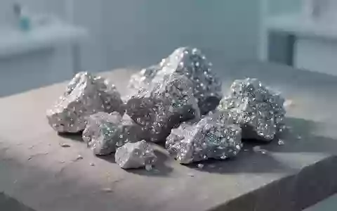 Nahaufnahme von rohen Magnesiumkristallen auf einer steinernen Oberfläche in einer klinischen Umgebung. - Foto: über boerse-global.de