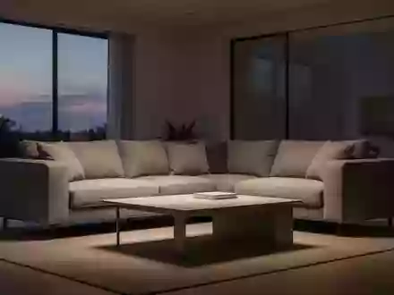 Ein modern eingerichtetes Wohnzimmer mit sanfter, atmosphärischer Beleuchtung und minimalistischem Interieur. - Foto: über boerse-global.de