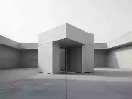 Ein minimalistisches architektonisches Bauwerk in einem leeren, weitläufigen Innenhof bei natürlichem Tageslicht. - Foto: über boerse-global.de