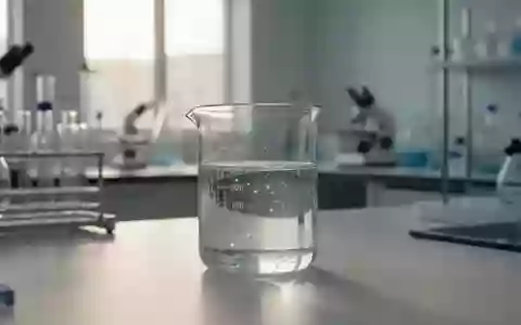 Ein Glasbecher mit einer klaren Flüssigkeit in einer hellen, klinischen Laborumgebung bei natürlichem Licht. - Foto: über boerse-global.de