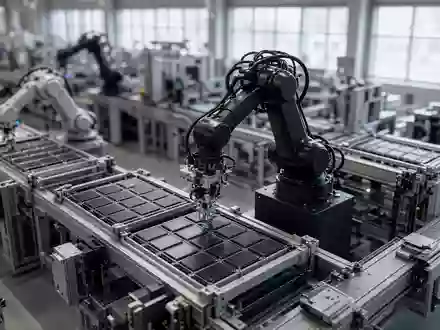 Automatisierte FertigungsstraĂźe fĂĽr Lithium-Ionen-Batterien in einer modernen Industrieanlage. - Foto: ĂĽber boerse-global.de