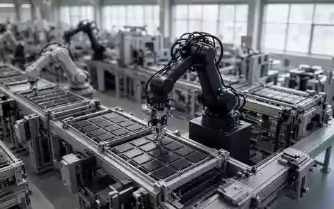 Automatisierte FertigungsstraĂźe fĂĽr Lithium-Ionen-Batterien in einer modernen Industrieanlage. - Foto: ĂĽber boerse-global.de