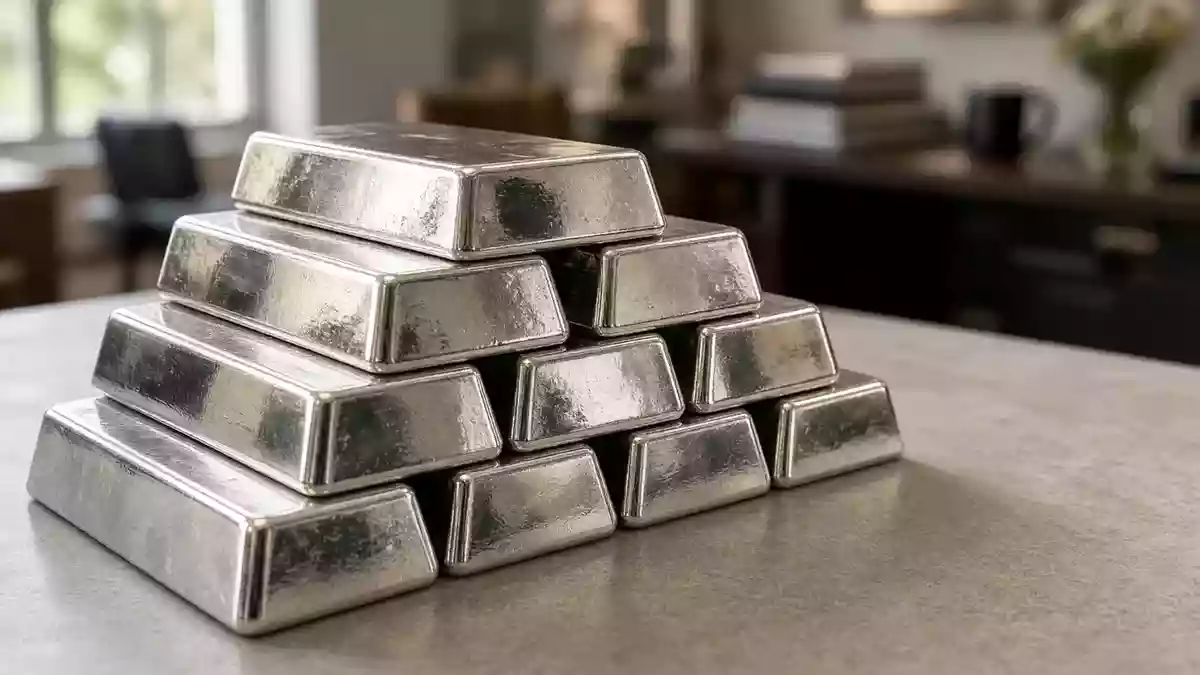 Silver Falls 5.6% on Margin Calls, But UBS Sees $70 by 2026