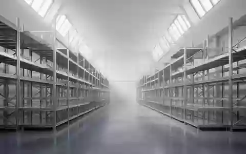 Ein minimalistisches, menschenleeres Logistiklager mit leeren Stahlregalen und poliertem Betonboden bei natürlichem Tageslicht. - Foto: über boerse-global.de