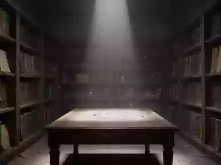 Ein leeres, staubiges Archivzimmer mit alten Bücherregalen und einem einzelnen Lichtstrahl, der auf einen leeren Holztisch fällt. - Foto: über boerse-global.de