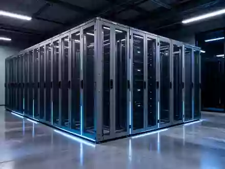 Eine moderne Serverlandschaft mit schlichten, metallischen Serverschränken in einer technologisch anmutenden Umgebung. - Foto: über boerse-global.de