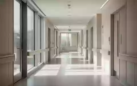 Moderner, heller Krankenhausflur in einer medizinischen Einrichtung mit klaren architektonischen Linien und natürlichem Licht. - Foto: über boerse-global.de