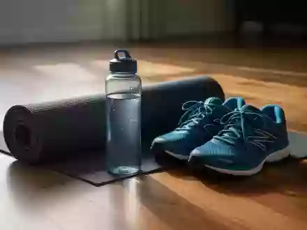 Symbolbild: Yogamatte, Trinkflasche und Laufschuhe - Foto: über boerse-global.de