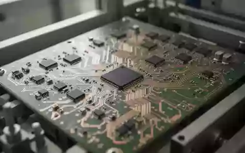 Nahaufnahme einer komplexen Leiterplatte in einer Industrieumgebung mit Fokus auf elektronische Bauteile. - Foto: über boerse-global.de