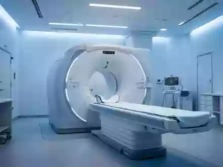 Ein steriler, moderner medizinischer Untersuchungsraum mit einem hochmodernen MRT-Gerät in einer Klinik. - Foto: über boerse-global.de