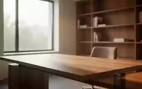 Ein minimalistischer, heller Arbeitsbereich mit einem Holztisch und natürlichem Tageslicht in einem modernen Büro. - Foto: über boerse-global.de