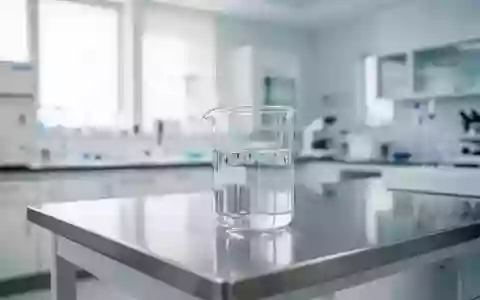 Ein Glas mit klarem Wasser auf einem sterilen Labortisch in einer hellen, klinischen Umgebung. - Foto: über boerse-global.de