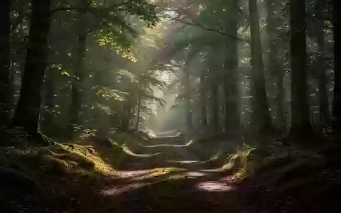 Ein ruhiger Waldweg im morgendlichen Sonnenlicht, der eine Atmosphäre von Entspannung und Natur vermittelt. - Foto: über boerse-global.de