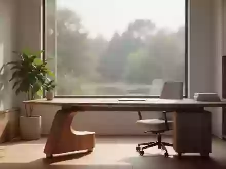 Ein minimalistisches, helles Büro mit Holzmöbeln und einer Pflanze, das eine ruhige und gesunde Arbeitsumgebung vermittelt. - Foto: über boerse-global.de