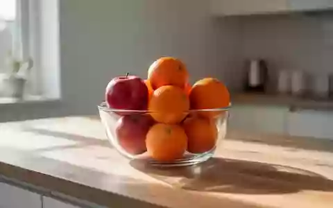 Eine Schale mit frischem Obst wie Äpfeln und Orangen steht in einem hellen, minimalistisch eingerichteten Raum. - Foto: über boerse-global.de