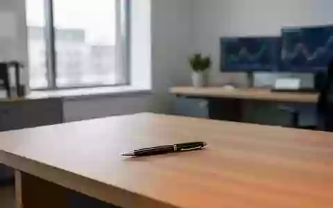 Ein modernes, minimalistisches Bankbüro mit einem Schreibtisch und natürlichem Tageslicht. - Foto: über boerse-global.de