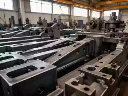 Ein industrieller Fertigungsbereich mit massiven Stahlbauteilen und Maschinen in einer hellen, aufgeräumten Werkstatt. - Foto: über boerse-global.de