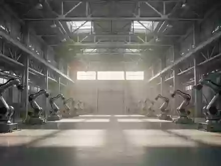 Leere, moderne Industriehalle einer Automobilfabrik mit hohen Decken und Stahlkonstruktionen bei natürlichem Lichteinfall. - Foto: über boerse-global.de