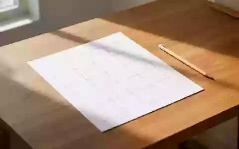 Ein minimalistischer Schreibtisch mit einem leeren, quadratischen Raster auf einem Blatt Papier und einem Holzstift. - Foto: über boerse-global.de