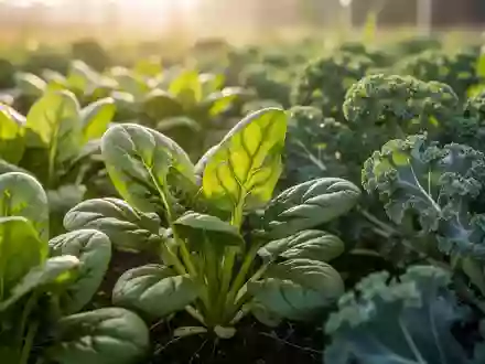Frische grüne Blattgemüse in einem Garten bei Tageslicht, die eine gesunde Lebensweise symbolisieren. - Foto: über boerse-global.de