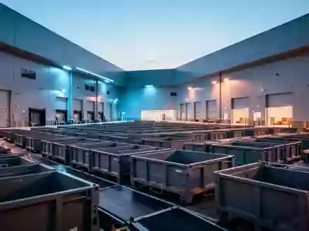 Ein modernes, minimalistisches Logistikzentrum mit geordneten Lagereinheiten und atmosphärischer Beleuchtung. - Foto: über boerse-global.de