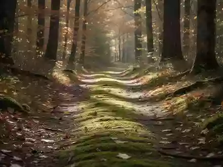 Ein sonnendurchfluteter Waldweg mit weichem Waldboden, der zu sanfter Bewegung in der Natur einlädt. - Foto: über boerse-global.de