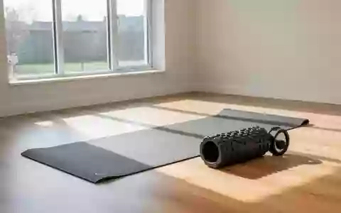 Ein minimalistischer Physiotherapieraum mit einer Yogamatte und einer Schaumstoffrolle auf einem hellen Holzboden. - Foto: über boerse-global.de