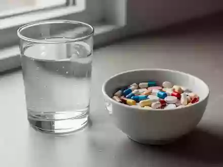 Nahaufnahme von medizinischen Tabletten und Kapseln in einer Keramikschale auf einer Steinoberfläche bei Tageslicht. - Foto: über boerse-global.de