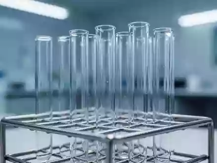 Leere Reagenzgläser in einem Metallständer in einem sterilen, klinischen Laborumfeld. - Foto: über boerse-global.de