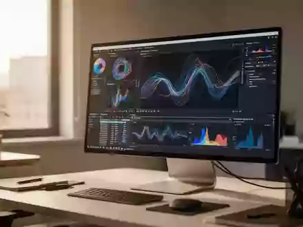Ein moderner Arbeitsplatz mit einem Computerbildschirm, auf dem Videobearbeitungssoftware für digitale Medien zu sehen ist. - Foto: über boerse-global.de