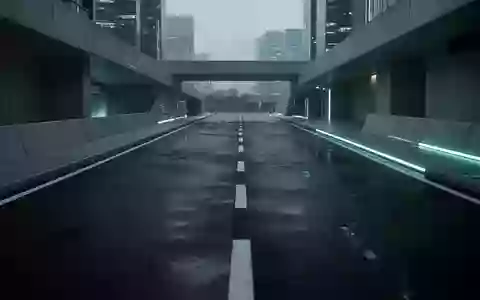 Eine leere, moderne Stadtstraße bei Dämmerung mit einem dezenten cyanfarbenen Lichtschimmer auf dem Asphalt. - Foto: über boerse-global.de