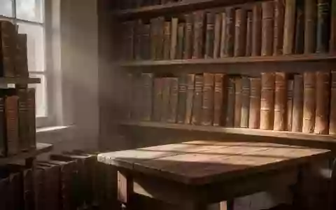 Ein sonnendurchfluteter Bereich einer Bibliothek mit alten Büchern in Holzregalen und einem Holztisch. - Foto: über boerse-global.de