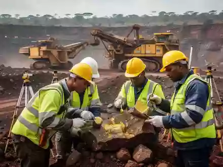 Geologen bei der Untersuchung von Gesteinsproben in einem Goldtagebau in Tansania. - Foto: über boerse-global.de
