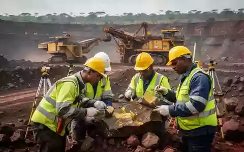 Geologen bei der Untersuchung von Gesteinsproben in einem Goldtagebau in Tansania. - Foto: über boerse-global.de