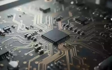 Nahaufnahme einer unbestĂŒckten Computer-Hauptplatine mit Leiterbahnen und einem zentralen Siliziumchip in einer Laborumgebung. - Foto: ĂŒber boerse-global.de