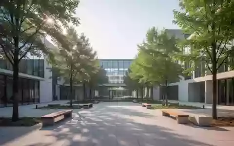 Moderner, heller Hochschulcampus mit minimalistischer Architektur und begrüntem Innenhof bei Tageslicht. - Foto: über boerse-global.de