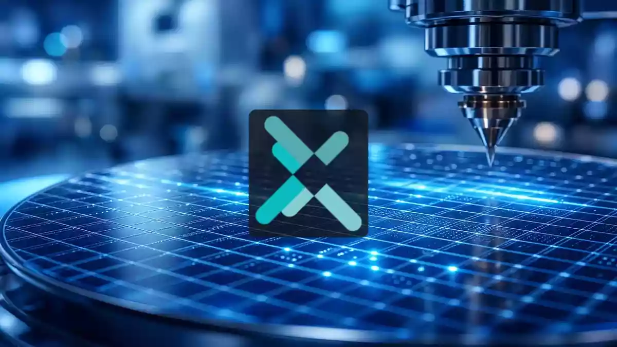 Abstrakte Darstellung von Halbleiter-Technologie in einer modernen industriellen Umgebung. Illustration mit AI erstellt.
