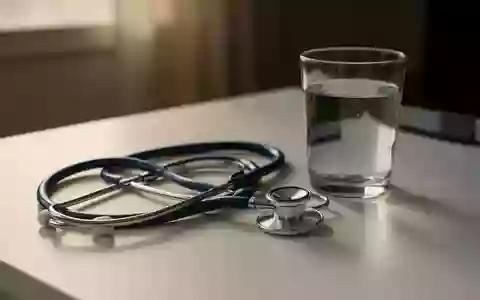 Symbolbild: Stethoskop neben einem Glas Wasser - Foto: über boerse-global.de