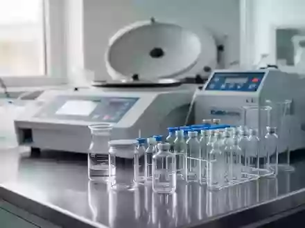 Moderne Laborumgebung mit medizinischen Probengefäßen auf einer Edelstahloberfläche zur neurologischen Forschung. - Foto: über boerse-global.de