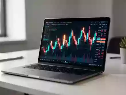 Ein moderner Arbeitsplatz mit einem Laptop, der komplexe Finanz-Chartdaten anzeigt. - Foto: über boerse-global.de