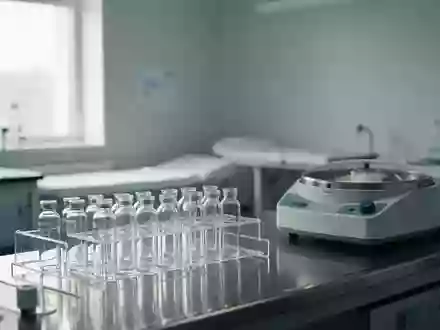 Leere medizinische Phiolen und eine Zentrifuge in einem klinischen Labor, die auf Fortschritte in der Diagnostik hinweisen. - Foto: über boerse-global.de